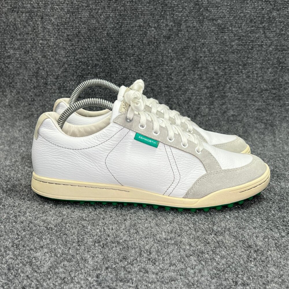 Ashworth‎ Cardiff Golf Shoes Men's Size 8.5 White Leather Spikeless Waterproof